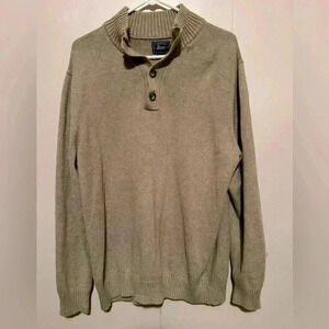 G.H. Bass Co. Mens Sweater Oatmeal Long Sleeve Size Large XL 100% Cotton